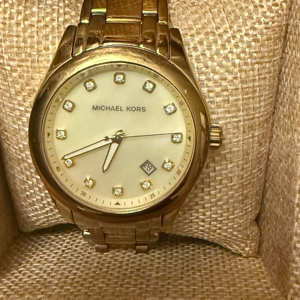 Michael Kors Gold-Tone Watch with Crystal Markers
